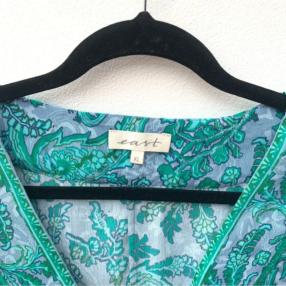 East UK Ladies Size XL Semi Sheer Tunic Blouse Loose Fit Oversized Teal Blue - Picture 3 of 9